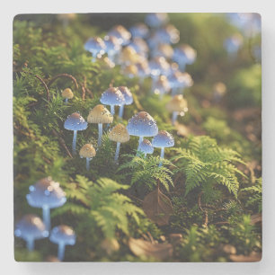 Magical Bioluminescent Fungi - Deep Forest Stone Coaster