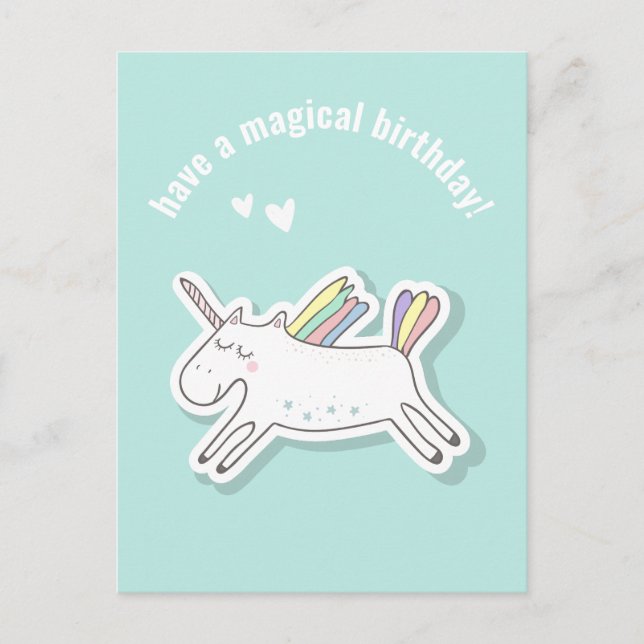 Magical Birthday - Cute Kids Unicorn  Card (Front)