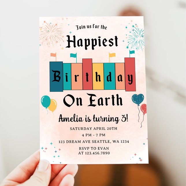 Magical Birthday Modern Girl Happiest Birthday Invitation (Creator Uploaded)