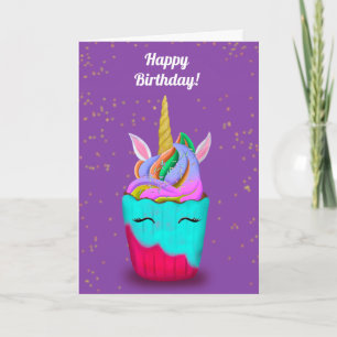 Magical Birthday Unicorn Cupcake Card