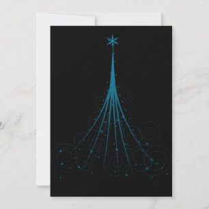 Magical Black and Blue Swirly Christmas Tree Holiday Card