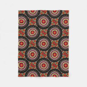 Magical Black and Red Mandala Fleece Blanket