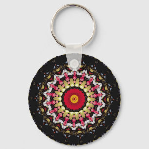 Magical Black and Red Mandala Key Ring