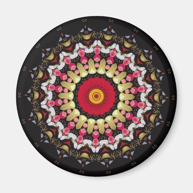 Magical Black and Red Mandala Magnet (Front)