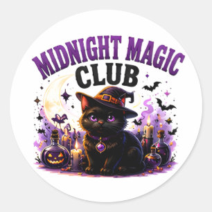 🐈⬛ Magical Black Cat Halloween Saying 🌙 Classic Round Sticker