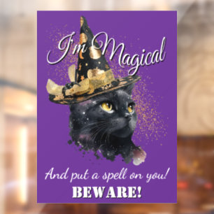 Magical Black Cat Halloween Window Cling
