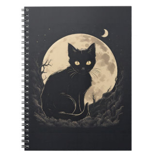 Magical Black Cat Nero and Full Moon Notebook