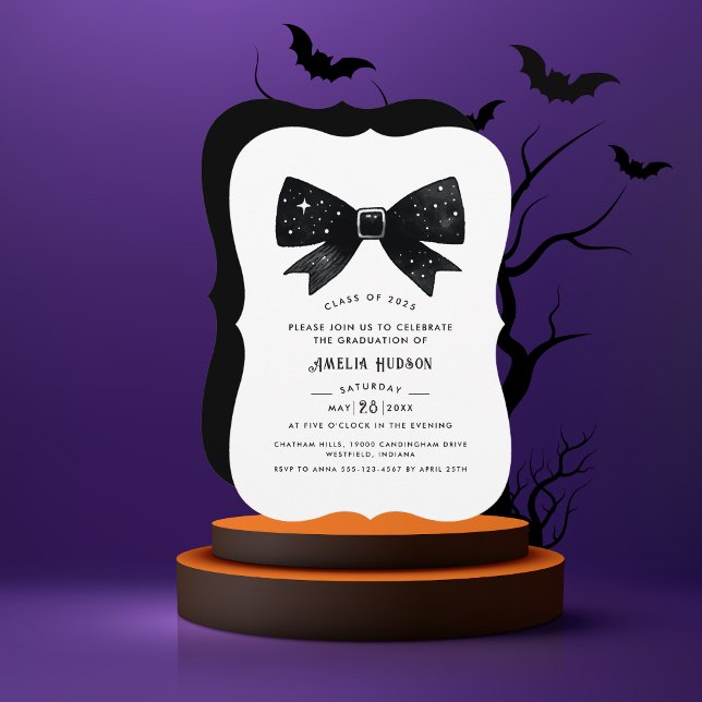 Magical Black Coquette Bow Graduation Party Invitation (Creator Uploaded)