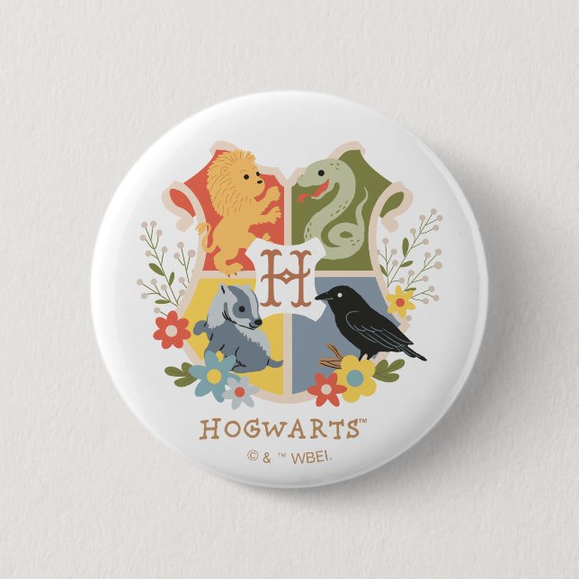 Magical Blooms HOGWARTS™ Crest 6 Cm Round Badge (Front)