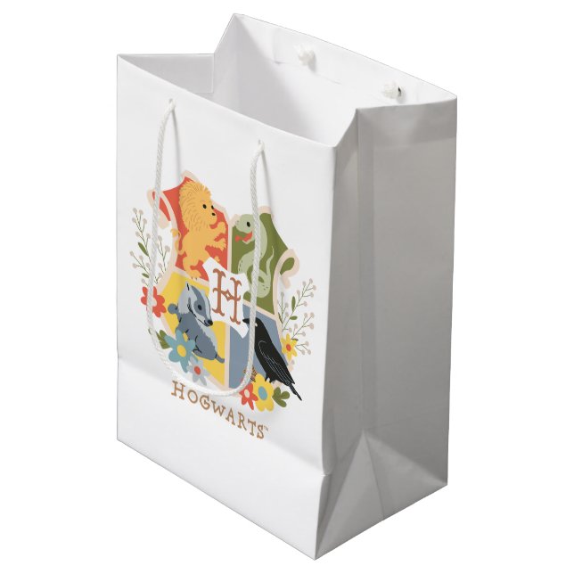 Magical Blooms HOGWARTS™ Crest Medium Gift Bag (Front Angled)