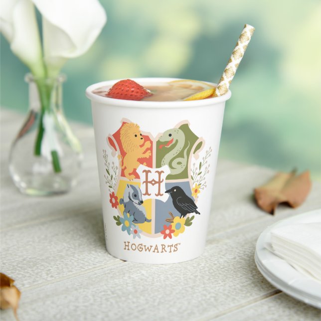 Magical Blooms HOGWARTS™ Crest Paper Cups (Insitu)