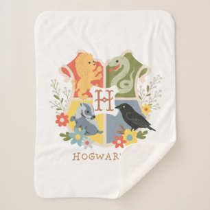 Magical Blooms HOGWARTS™ Crest Sherpa Blanket