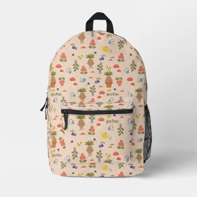Magical Blooms Mandrake Pattern Printed Backpack (Front)