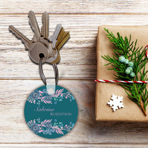 Magical Blooms Personalise Name Key Ring