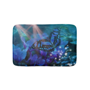 Magical Blue Butterfly Bath Mat