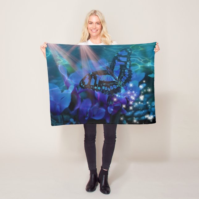 Magical Blue Butterfly Fleece Blanket (In Situ)