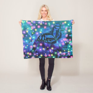 Magical Blue Butterfly Fleece Blanket