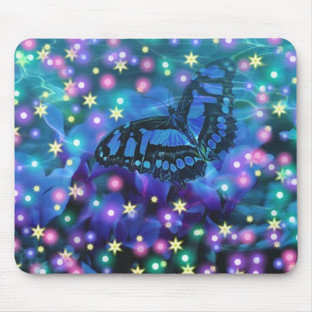 Magical Blue Butterfly Mouse Pad (Front)