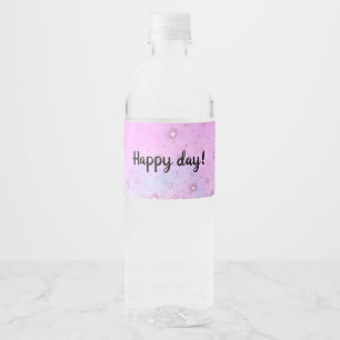 Magical blue butterfly pink glitter art water bottle label