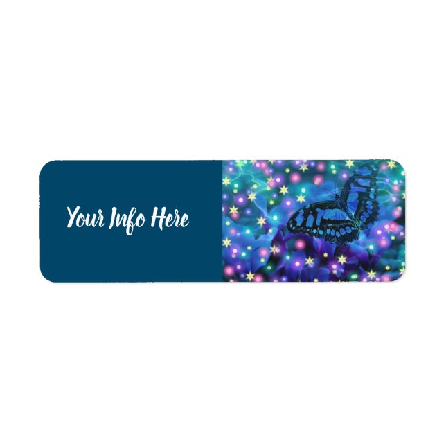 Magical Blue Butterfly Return Address Label (Front)