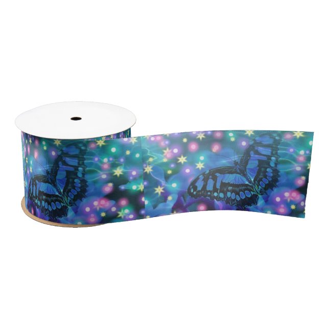 Magical Blue Butterfly Satin Ribbon (Spool)