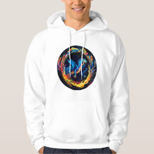 Magical Blue Dragon Surrounded by Mystical Flames Hoodie