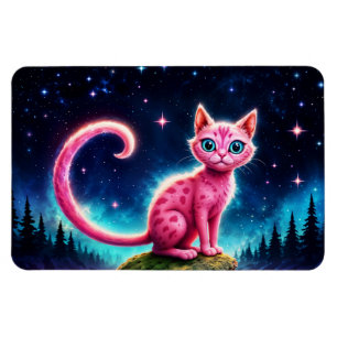 Magical blue-eyed feline under bright stars magnet