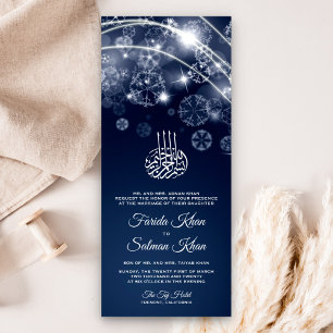 Magical Blue Night Stars Islamic Muslim Wedding Invitation