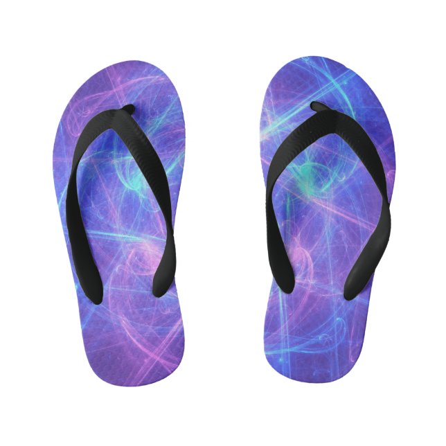 Magical Blue Pink Purple Swirly Fractal Kid's Thongs (Footbed)