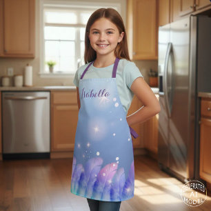 Magical Blue Purple Feathers & Sparkles Kids Apron