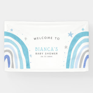 Magical Blue Rainbow Baby Shower Welcome Banner