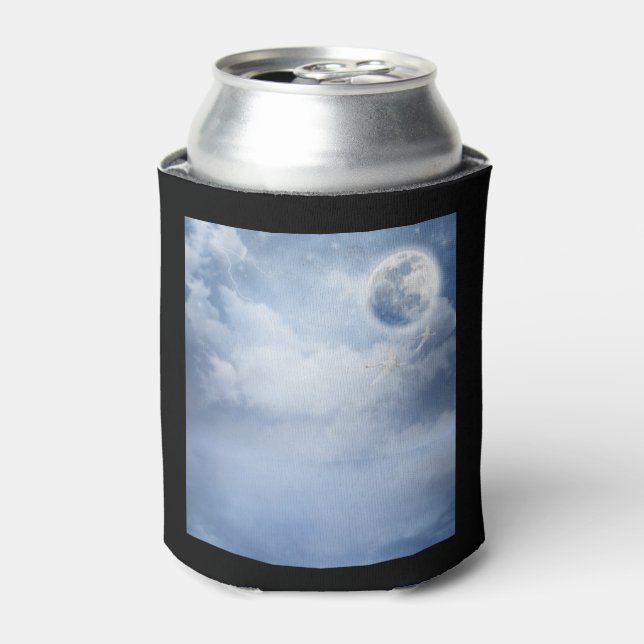 Magical Blue Sky with Flying Swans Can Cooler (Can Front)