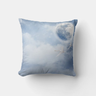 Magical Blue Sky with Flying Swans Cushion