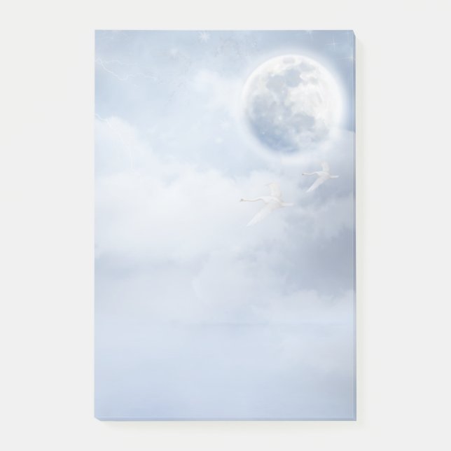 Magical Blue Sky with Flying Swans Post-it Notes (Front)