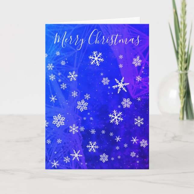 Magical Blue Snowflake Merry Christmas Holiday Card (Front)