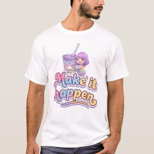 Magical Boba Tea Chibi Girl - "Make It Happen" T-Shirt