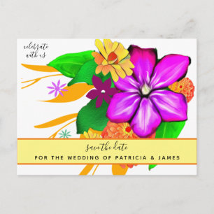 Magical & Bold Floral Save the Date Postcard
