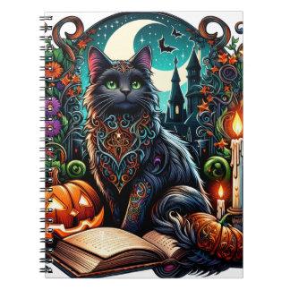 Magical Bookish Black Cat Notebook