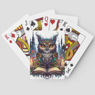 Magical Bookish Owl Playing Cards