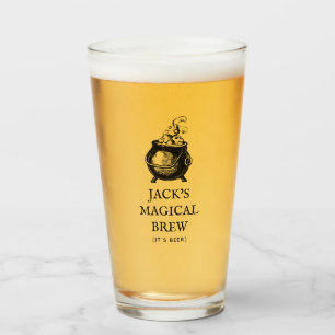 Magical brew funny Halloween beer personalised Glass