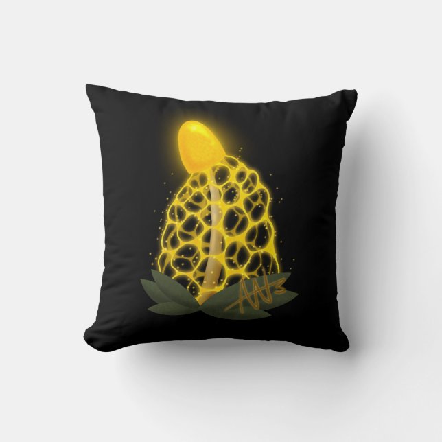 Magical Bridal Veil Sparkly Yellow Mushroom Cushion (Front)