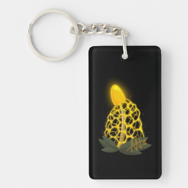 Magical Bridal Veil Sparkly Yellow Mushroom Key Ring (Front)