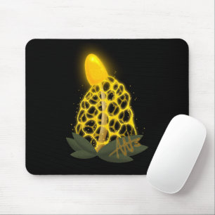 Magical Bridal Veil Sparkly Yellow Mushroom Mouse Pad