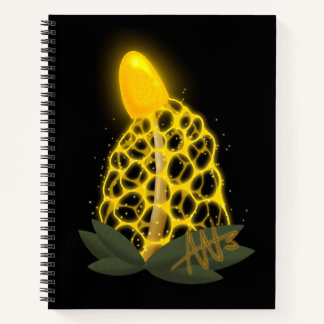 Magical Bridal Veil Sparkly Yellow Mushroom Spiral Notebook