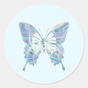 Magical Bright Blue and Yellow Light butterfly Classic Round Sticker