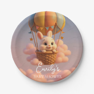 Magical Bunny Hot Air Balloon with Starry Accents Paper Plate