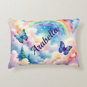 Magical Butterflies and Rainbow Colours Decorative Cushion