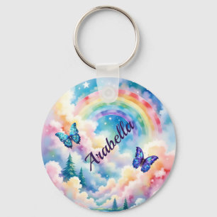 Magical Butterflies and Rainbow Colours Key Ring