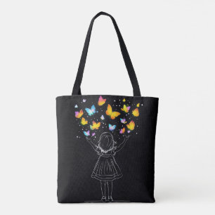 Magical Butterflies Emerge from Little Girl's Hand Tote Bag