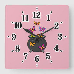 Magical Butterflies from a Cauldron Square Wall Clock